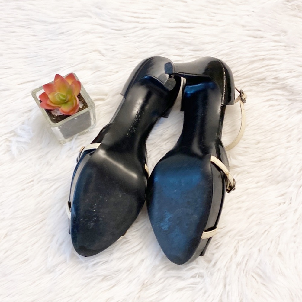 CALVIN KLEIN Helio Black white patent leather platform heel stiletto women 6 - Picture 8 of 8